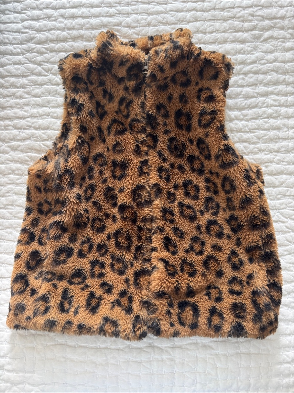 Girls Leopard Faux Fur Vest - Crew Cuts - Size M